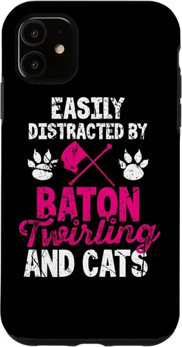 Vista 6 de Funda para iPhone 12 mini que se distrae fácilmente por Baton Twirling and Cats Majorette Twirl