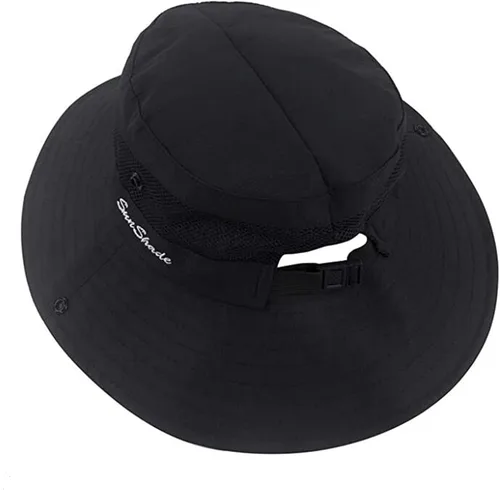 Vista 57 de Sombrero de pesca de playa de ala ancha para mujer, con protección UV, plegable, con agujero para cola de caballo