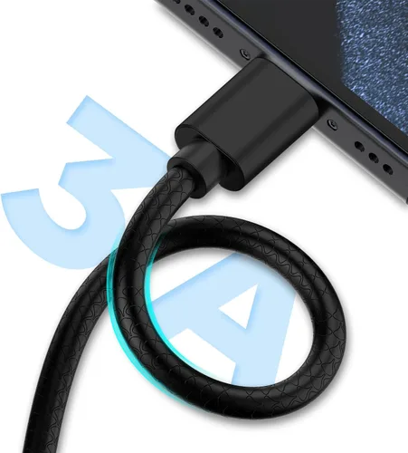 Vista 2 de Cable de Carga [2Pack 6 pies] para 15pro, Cable Negro con Cargador para Samsung Galaxy S9 S10 S8Plus (Carga Rápida 3A), Cable Cargador TPE USB C
