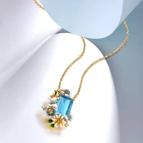 Vista 3 de Santuzza 925 Sterling Silver Flower Clusters Pendant Without Chain Flor Mariposa-Azul