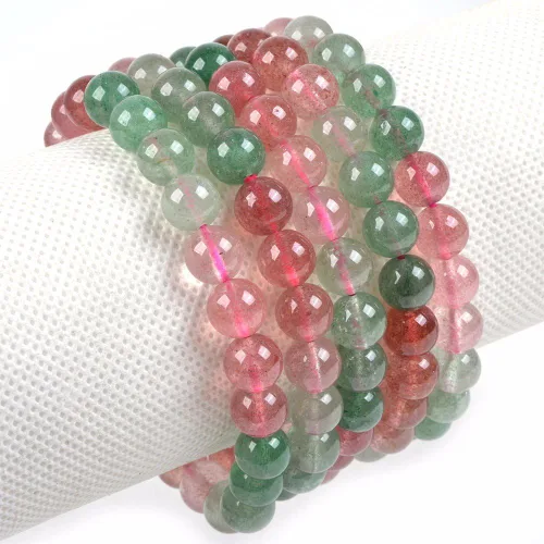 Vista 2 de Brazalete Justinstones de piedras semipreciosas, gemas de 8 mm, redondas, elástico, de 7 pulgadas, unisex