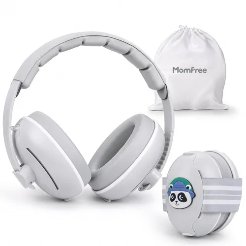 Vista 9 de Orejeras 2 en 1 para bebés, protección auditiva para bebés y niños Rosa panda