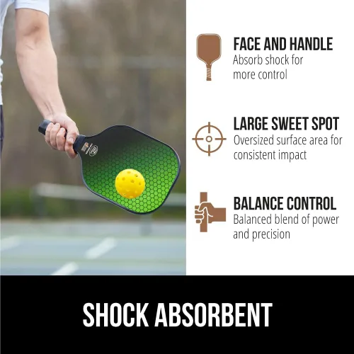 Vista 5 de Gorilla Gear USAPA Approved Pickleball Starter Set, Fiberglass Paddles with Bag and Balls, Indoor Outdoor Court Use, Comfortable Racket Grip