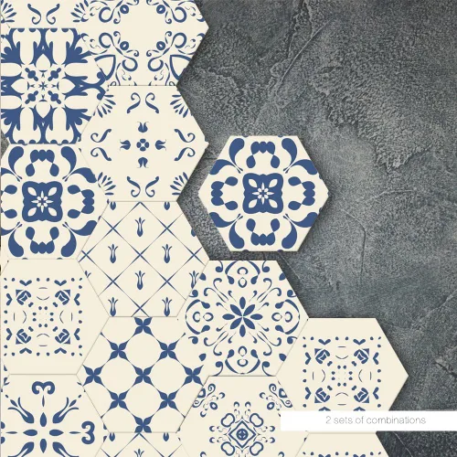 Vista 8 de Alwayspon 10 calcomanías hexagonales antideslizantes para el suelo, para decoración del hogar, despegar y pegar, autoadhesivas, para sala de estar