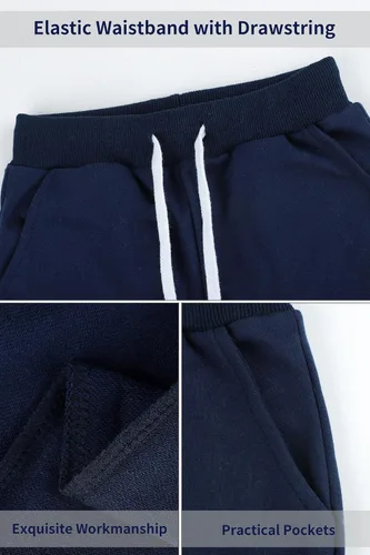 Vista 3 de Resinta Paquete de 3 pantalones deportivos para niños pequeños y bebés, pantalones deportivos casuales con bolsillo
