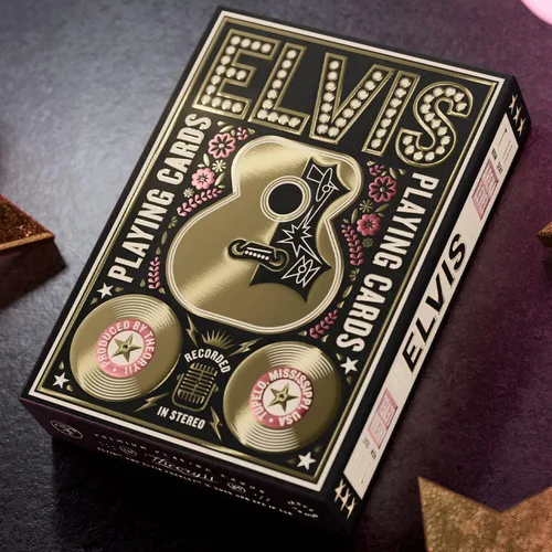 Vista 2 de theory11 Elvis - Juego de cartas, color dorado y rosa