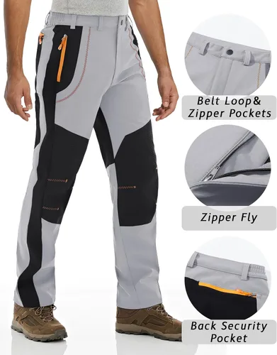 Vista 5 de TACVASEN Men's Snow Ski Pants Softshell Fleece Lined Hiking Snowboard Pants Waterproof & Windproof Pants with Zipper Pockets