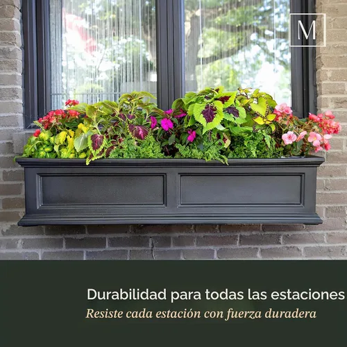 Vista 4 de Mayne Fairfield 24in Self-Watering Rectangular Window Box Planter, Black Negro