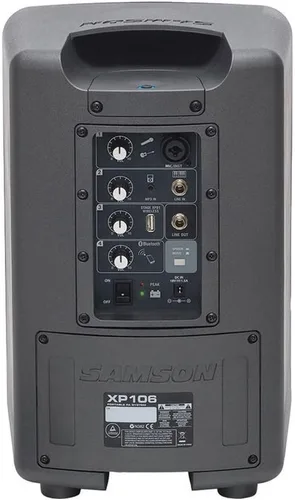Vista 3 de Samson Expedition XP106w PA inalámbrico recargable alimentado por batería con Bluetooth + desinfectante de micrófono + parabrisas de espuma + cable