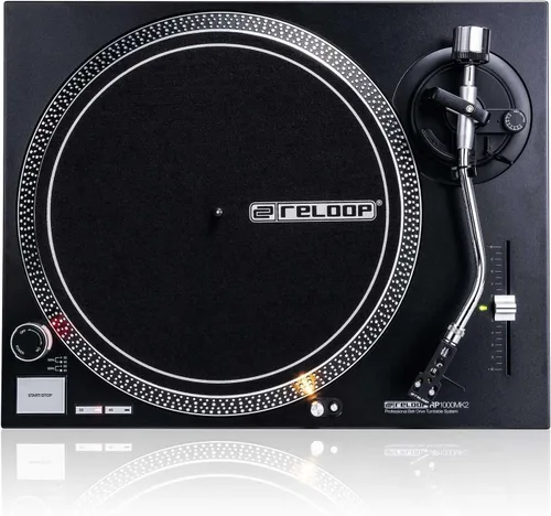 Vista 2 de Reloop Professional Sistema de tocadiscos con transmisión por correa RP-1000-MK2, Negro
