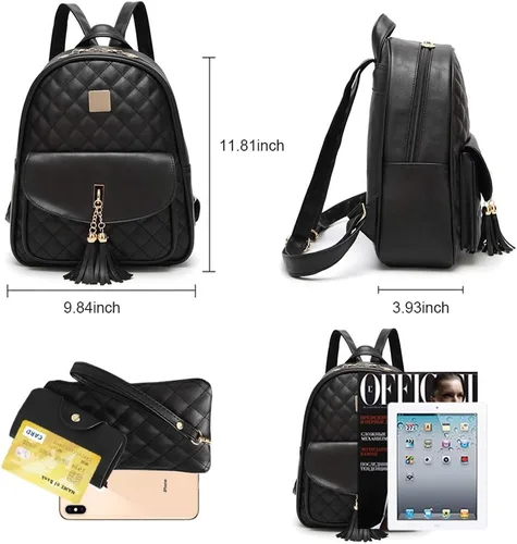 Vista 3 de I IHAYNER - Morral informal de cuero acolchado con diseño simple para mujer