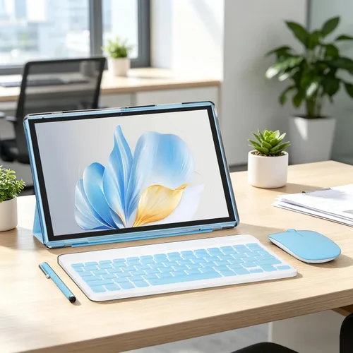 Vista 7 de Tablet de 10 pulgadas 2 en 1 Android 15 tabletas con teclado, tabletas de 10 pulgadas incluyen mouse teclado Stylus Case, 6000mAh 8GB RAM 32GB ROM