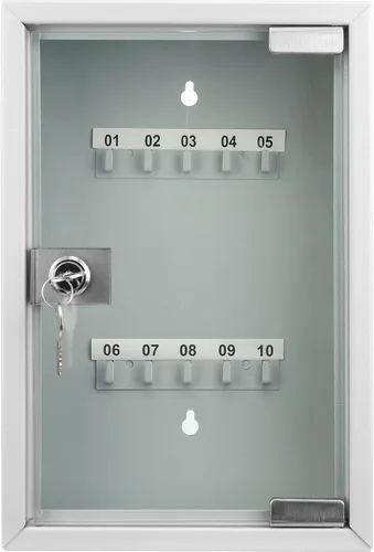 Vista 7 de Barska Caja con cerradura de llave con puerta de cristal, organizador de gabinete de llaves de acero para montaje en pared con ganchos etiquetados