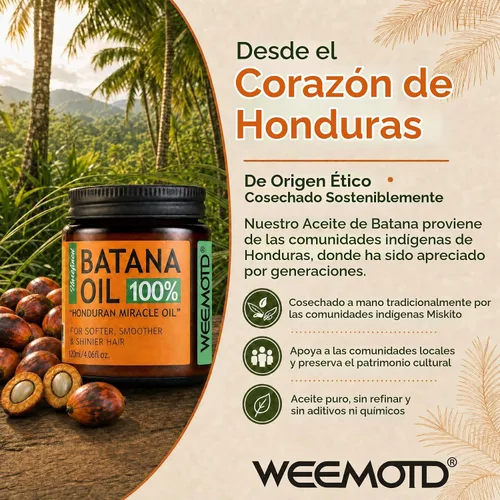 Vista 7 de Aceite de batana 100% crudo para cabello de Honduras, 4.06 onzas líquidas