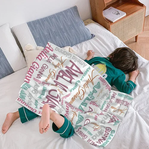Vista 5 de Mantas de bebé personalizadas para niñas y niños, mantas de bebé personalizadas con nombre para niños y niñas, regalos personalizados para bebés