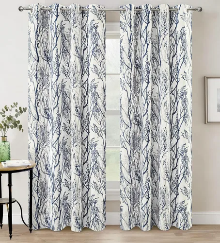 Vista 18 de DriftAway Cortinas opacas con diseño de ramas de árbol, doble capa, 84 pulgadas de largo, para dormitorio, estampado clásico, aislamiento térmico