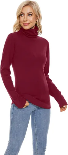 Vista 5 de TAIPOVE Suéter de manga larga con cuello de tortuga térmico para mujer ligero informal suave cómodo