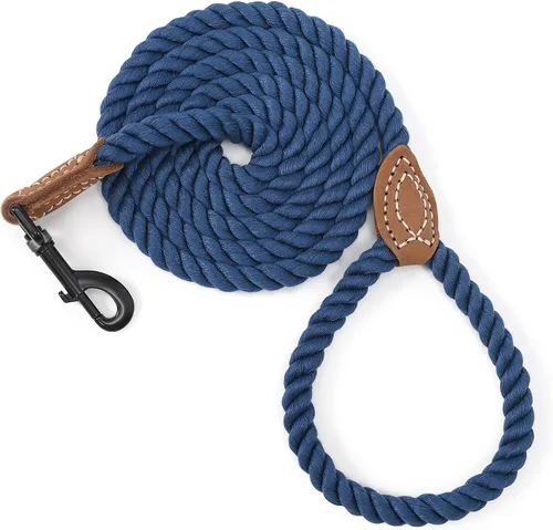 Vista 25 de Mile High Life Correa para perro, correas de cuerda de algodón trenzada con punta de sastre de cuero con punta de cuero, cierre de metal resistente