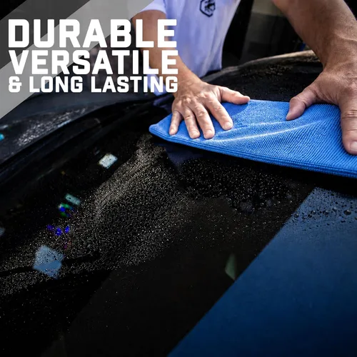 Vista 7 de Car Covers Paquete de 24 paños de limpieza de microfibra, color azul, reutilizables, lavables y ecológicos. (24)