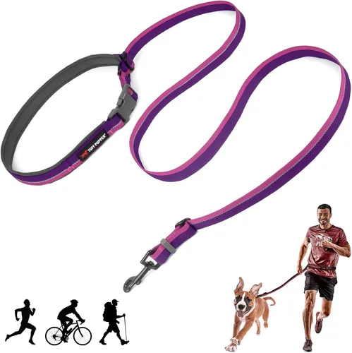 Vista 11 de Correa de perro Tuff Pupper con manos libres de longitud ajustable Ligera para correr, trotar, caminar Cinturón acolchado (61-127 cm) Se