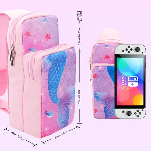 Vista 6 de HYPERCASE Cute Shoulder Bag Kit for Nintendo Switch, Portable Carrying Case Compatible with Switch Lite & Switch OLED, Backpack Travel Bag