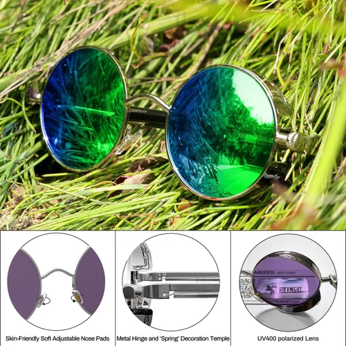 Vista 4 de ROCKNIGHT Gafas de sol Gothic Steampunk redondas polarizadas UV400 con protección unisex