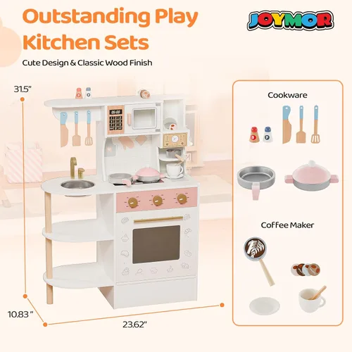 Vista 6 de JOYMOR Juego de Cocina Infantil, Cocina para Niños Pequeños con Fregadero de Cocina y Abundantes Accesorios de Cocina, Ideal para el Juego Creativo