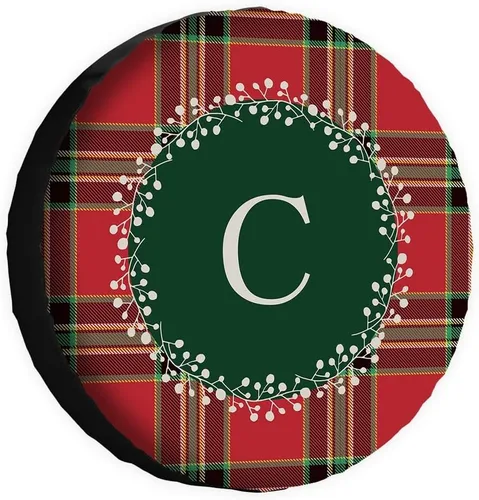Vista 26 de Buffalo Check Plaid Initial Spare Tire Cover Monogram Letter A Wheel Protectors Covers Water Dust Proof 14 Inch Wheel Covers Universal for Trailer