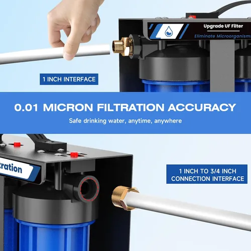 Vista 6 de Sistema de Filtro de Agua para RV, Filtración de Agua de 5 Etapas para Autocaravanas y Cámpers, Filtros de 0.01 Micras Eliminan Sedimentos, Cloro