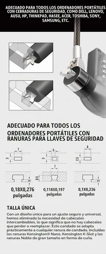 Vista 2 de Cerradura de cable de combinación antirrobo resistente para portátiles Dell Universal Cable de bloqueo de computadora para oficina, biblioteca