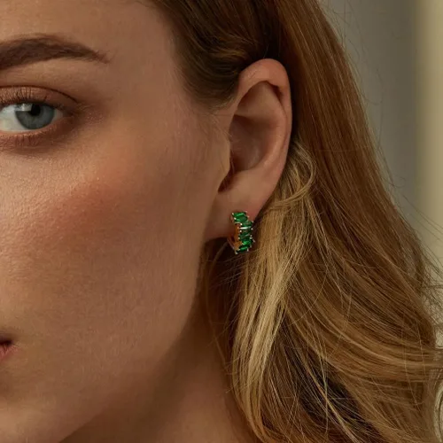 Vista 7 de Me&Hz Aretes de aro pequeños chapados en oro de 14 quilates, hipoalergénicos, con circonita cúbica, para mujer