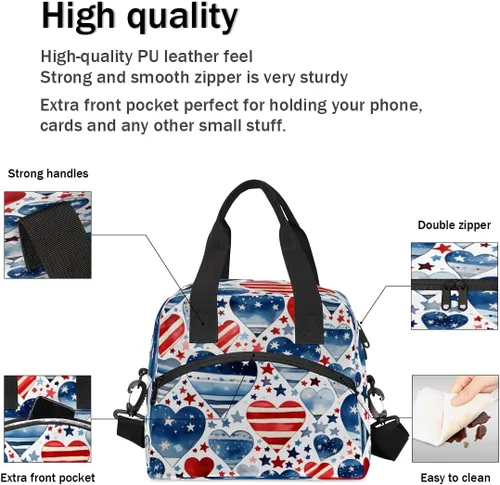 Vista 3 de Lonchera con bandera británica estadounidense, para mujeres, adultos, hombres, reutilizable, linda, lonchera de mano, bolsas enfriadoras