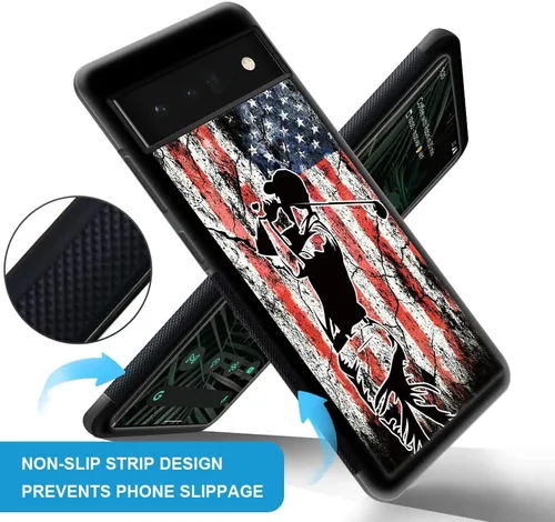 Vista 2 de DJSOK Funda para Google Pixel 6 Pro/6XL, diseño de patrón de lujo, a prueba de golpes, funda resistente para hombre y mujer-bandera de golf