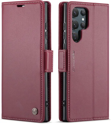 Vista 11 de QLTYPRI Funda tipo cartera para Samsung Galaxy S22, funda de cuero PU premium con cierre magnético, tipo folio con bloqueo RFID, ranuras