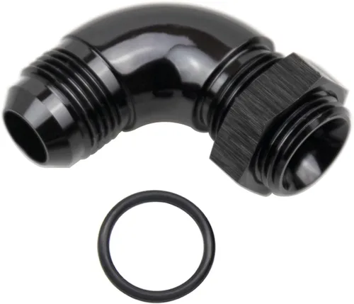 Vista 21 de 45 grados 4AN macho Flare a 4AN ORB puerto adaptador de flujo completo aluminio negro