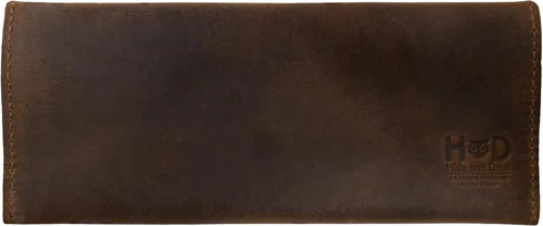 Vista 2 de Hide & Drink, Bolsa larga de utilidad hecha a mano de cuero de grano completo, elegante cartera para llevar y almacenar efectivo, monedas, tarjetas