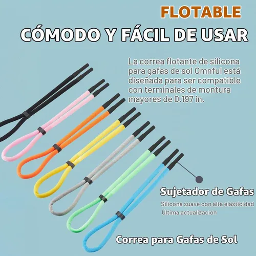 Vista 2 de Soporte para correa de lentes de sol para flotar, cordón ajustable para correa de lentes para hombres y mujeres, soporte para correa de gafas