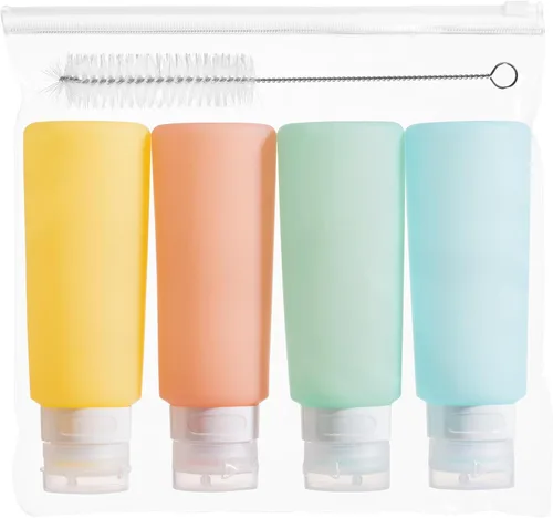 Vista 11 de MICEBAY Botellas exprimibles de condimentos para salsas, mini recipiente de silicona para aderezo de ensalada de 1 onza para llevar con bolsa