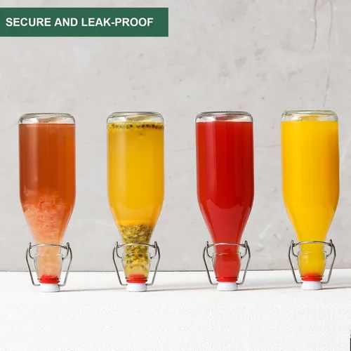 Vista 6 de Paquete de 8 botellas de vidrio con tapa abatible de 8.5 onzas, botellas
