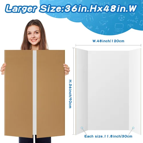 Vista 3 de VinTS 36" x 48" Large Trifold Poster Board,4 Pack White Corrugated Foldable Project Boards for Science Fair, School Projects,Photo Displays Large