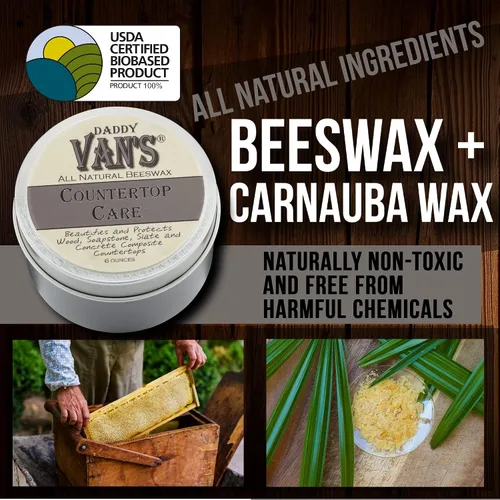 Vista 4 de Daddy Van's® Cuidado de encimera de cera de abeja natural para encimeras de esteatita, pizarra, compuesto de hormigón y bloque de carnicero, apto