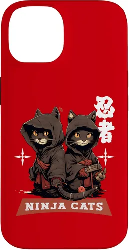 Vista 4 de iPhone 16 Kawaii Japanese Writing Samurai Ninja Cats Samurai Case