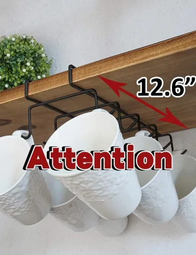 Vista 4 de Soporte para tazas de café, estante para tazas debajo del estante, estante de secado de almacenamiento de cocina, acero inoxidable (10)