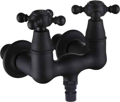 Vista 12 de SUMERAIN 3-3/8 "bañera de montaje en pared Clawfoot bañera grifo dos manijas cruzadas oro cepillado