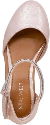 Vista 4 de NINE WEST Zapatos de vestir de tacón bajo de dos piezas para niñas y niñas con correa de tobillo