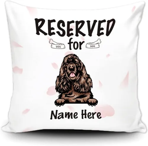 Vista 14 de Funda de almohada personalizada reservada para el perro, Cavalier King Charles Spaniel cachorro, funda de almohada de lona blanca para decoración