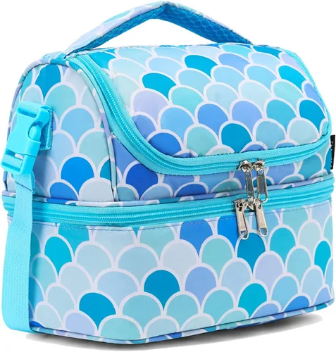 Vista 11 de FlowFly Bolsa de almuerzo aislada de dos pisos para niños, niñas, hombres, mujeres, con correa ajustable, para automóvil