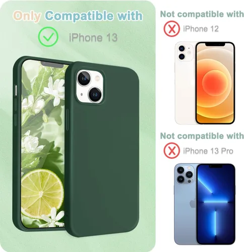 Vista 7 de Fingic Funda para iPhone 13 [5 en 1 con 1 protector de pantalla + 1 protector de lente de cámara] Cojín de forro de microfibra de silicona líquida