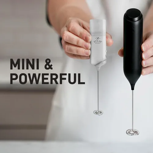 Vista 7 de Varita de espumador de leche mini y potente – Potente espumador de café de mano, mezclador de bebidas operado con batería – Tamaño de bolsillo