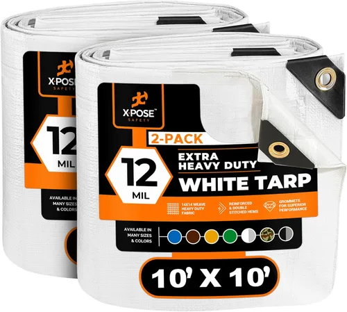 Vista 162 de Xpose Safety Lona protectora de polietileno plateado resistente de 5 x 7 pies - Funda protectora multiusos - Duradera, resistente al agua